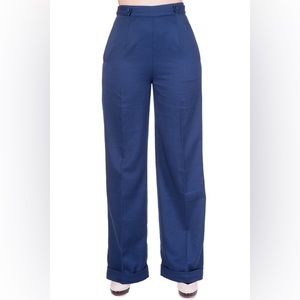 Banned 1940's High Waist Wide Leg Pant. Navy Large